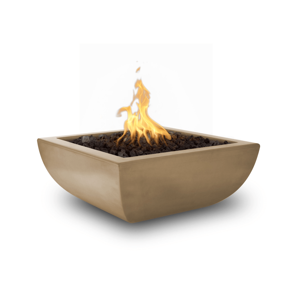 The Outdoor Plus 30&quot; Square Avalon Fire Bowl - GFRC Concrete - Electronic Ignition System