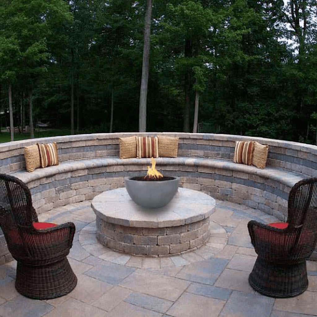 The Outdoor Plus 30&quot; Round Luna Fire Bowl - GFRC Concrete - Electronic Ignition System