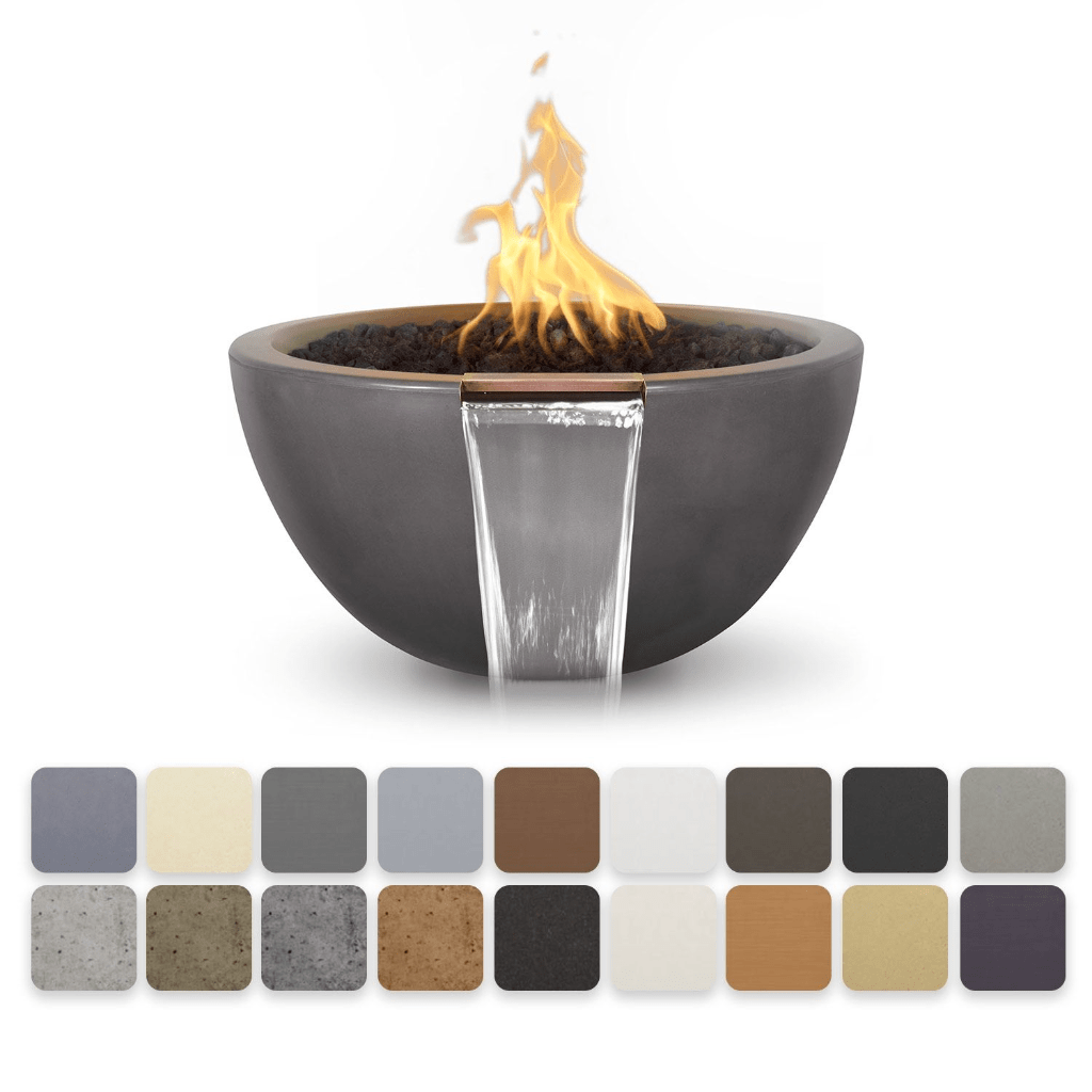 The Outdoor Plus 30&quot; Round Luna Fire &amp; Water Bowl - GFRC Concrete