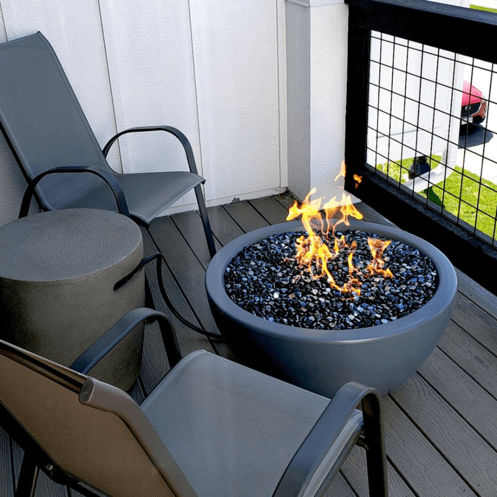 The Outdoor Plus 30&quot; Round Luna Fire Pit - GFRC Concrete - Spark Ignition with Flame Sense