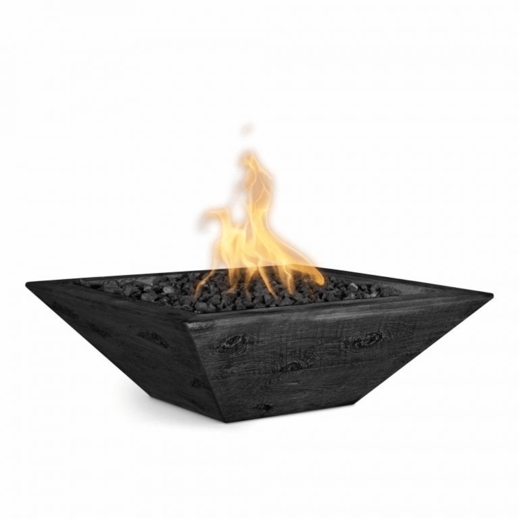 The Outdoor Plus 30&quot; Square Maya Fire Bowl - Wood Grain GFRC Concrete