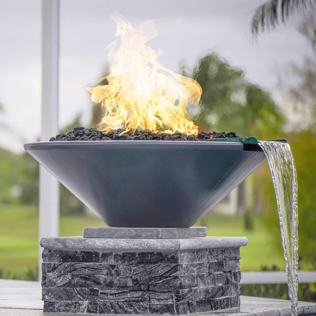 The Outdoor Plus 31&quot; Round Cazo Fire &amp; Water Bowl - GFRC Concrete