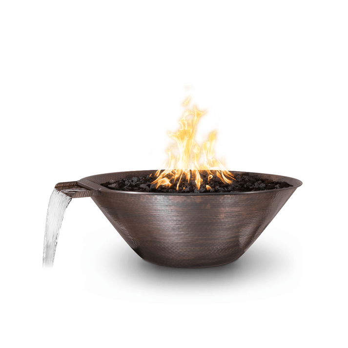 The Outdoor Plus 31&quot; Remi Hammered Copper Round Fire &amp; Water Bowl