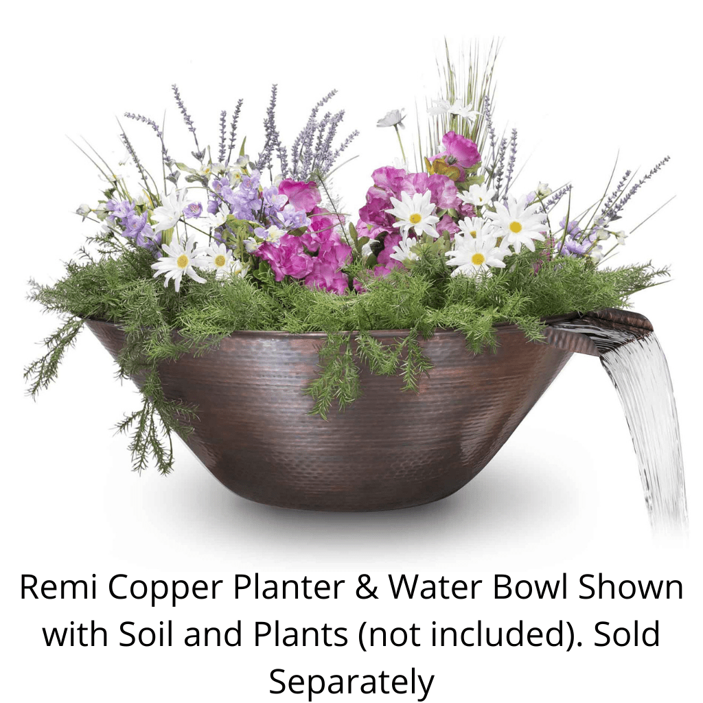 The Outdoor Plus 31&quot; Remi Hammered Copper Planter &amp; Water Bowl