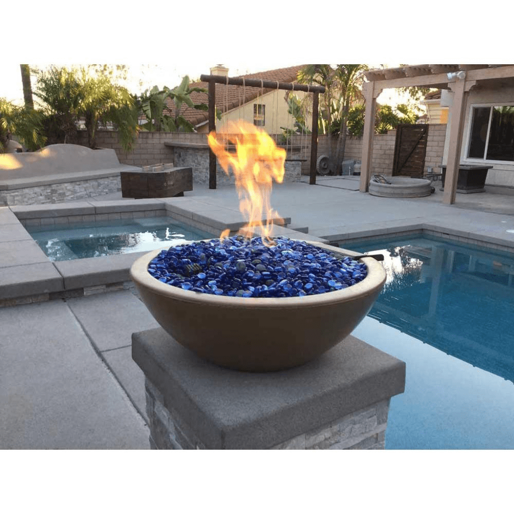 The Outdoor Plus 33&quot; Round Sedona Fire &amp; Water Bowl - GFRC Concrete