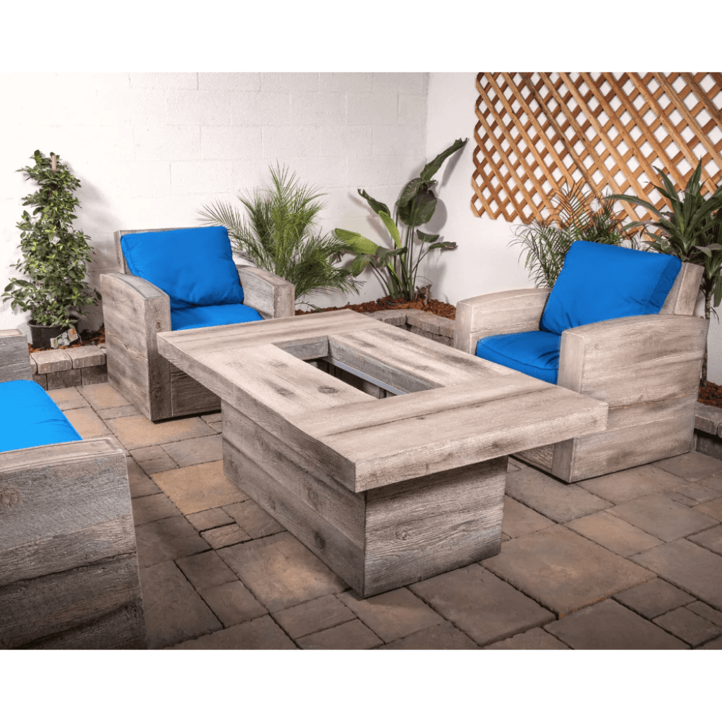 The Outdoor Plus 36&quot; Rectangular Alberta Fire Table - Wood Grain GFRC Concrete