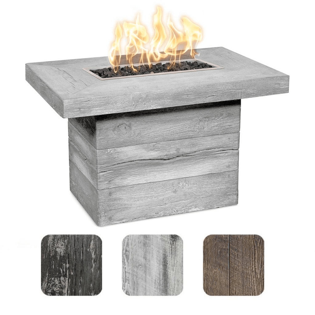 The Outdoor Plus 36&quot; Rectangular Alberta Fire Table - Wood Grain GFRC Concrete