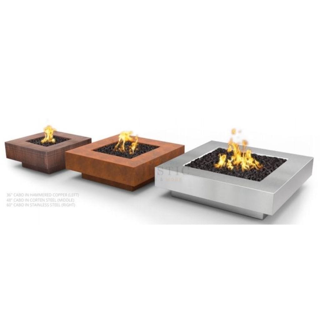 The Outdoor Plus Square Cabo Fire Pit - Corten Steel