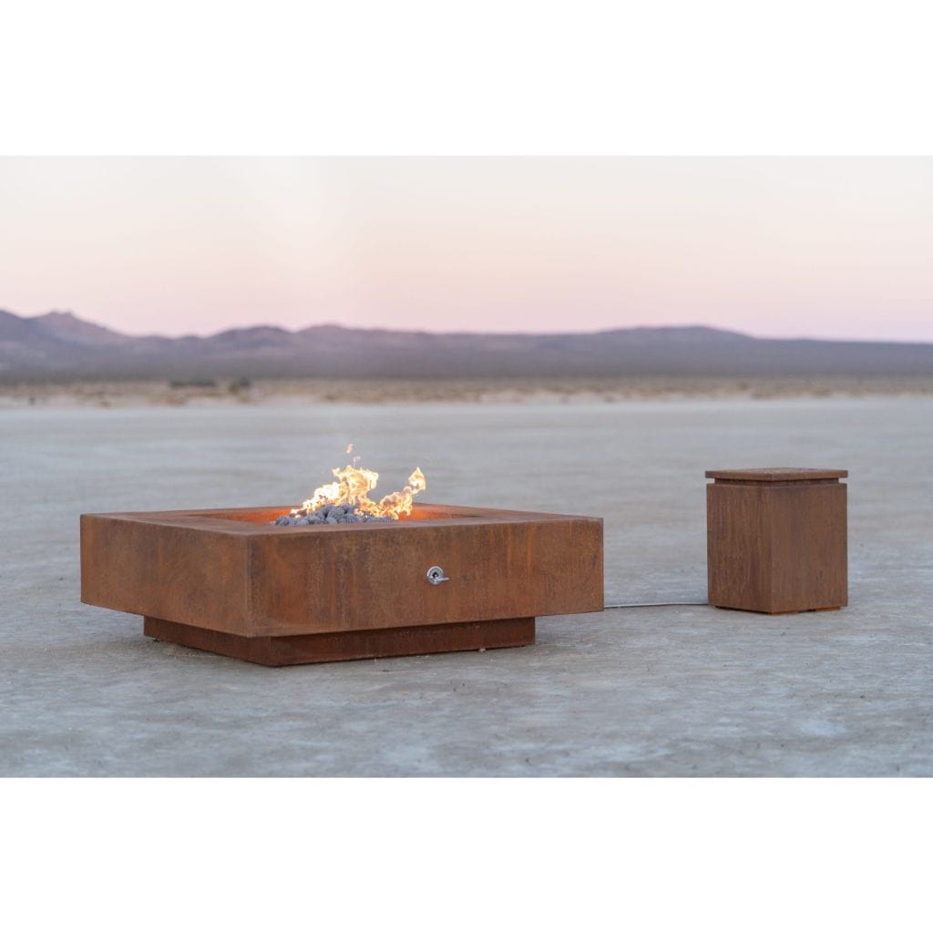 The Outdoor Plus Square Cabo Fire Pit - Corten Steel