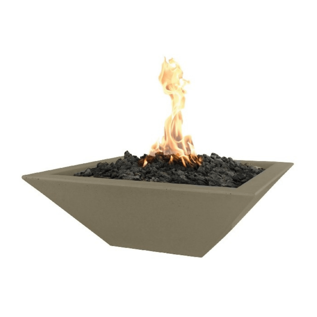 The Outdoor Plus 36&quot; Square Maya Fire Bowl - GFRC Concrete - Electronic Ignition System