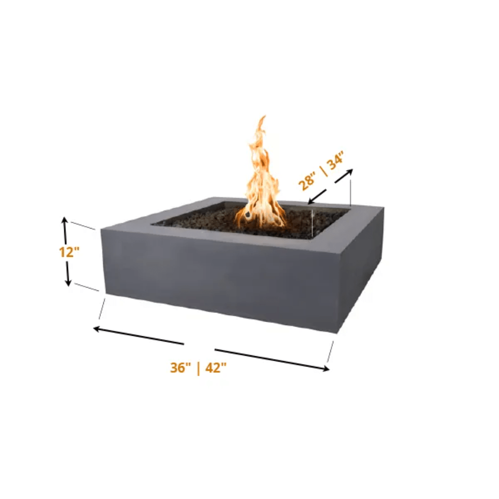 The Outdoor Plus Square Quad 36&quot; Fire Pit - GFRC Concrete - Electronic Ignition System