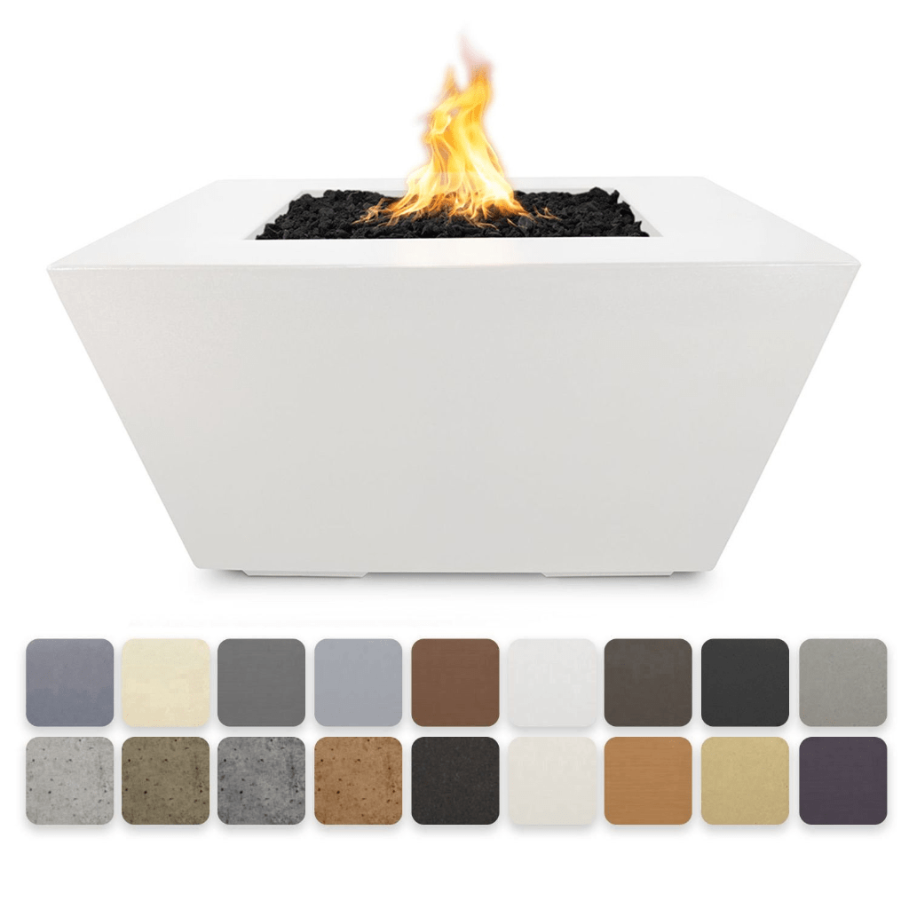 The Outdoor Plus 36&quot; Square Redan Fire Pit - GFRC Concrete - Electronic Ignition System