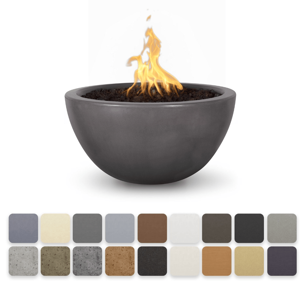 The Outdoor Plus 38&quot; Round Luna Fire Bowl - GFRC Concrete - Electronic Ignition System