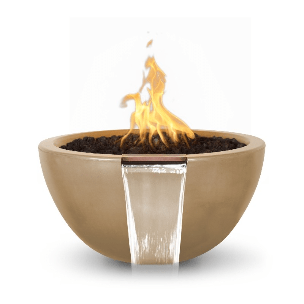 The Outdoor Plus 38&quot; Round Luna Fire &amp; Water Bowl - GFRC Concrete