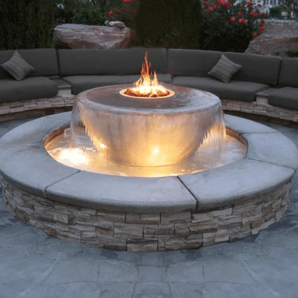 The Outdoor Plus 38&quot; Round Sedona Fire &amp; Water Bowl - GFRC Concrete