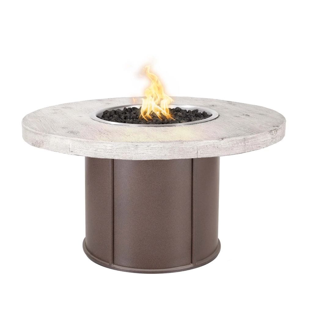 The Outdoor Plus Fresno Wood Grain and Steel Fire Pit 43&quot; - 110V Plug &amp; Play Electronic Ignition System