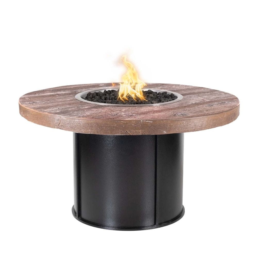 The Outdoor Plus Fresno Wood Grain and Steel Fire Pit 43&quot; - 110V Plug &amp; Play Electronic Ignition System