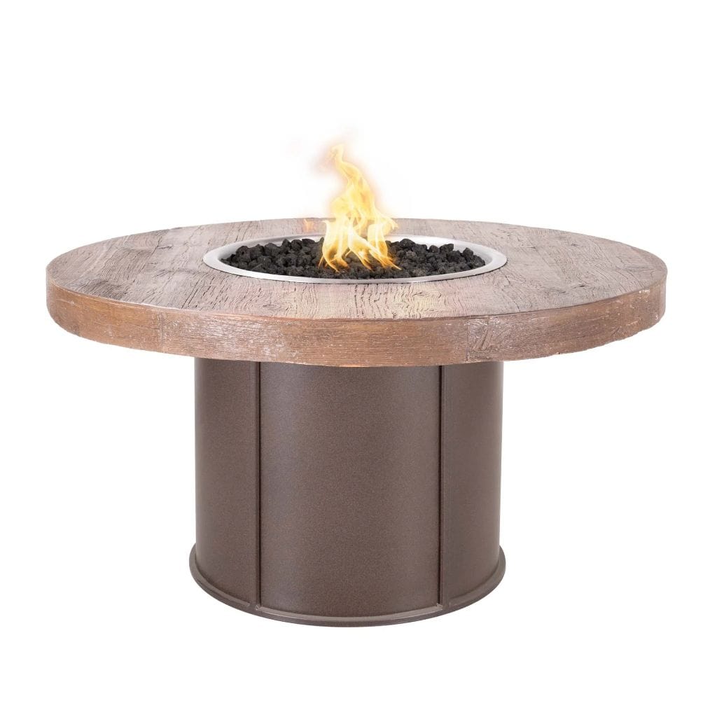 The Outdoor Plus Fresno Wood Grain and Steel Fire Pit 43&quot; - 110V Plug &amp; Play Electronic Ignition System