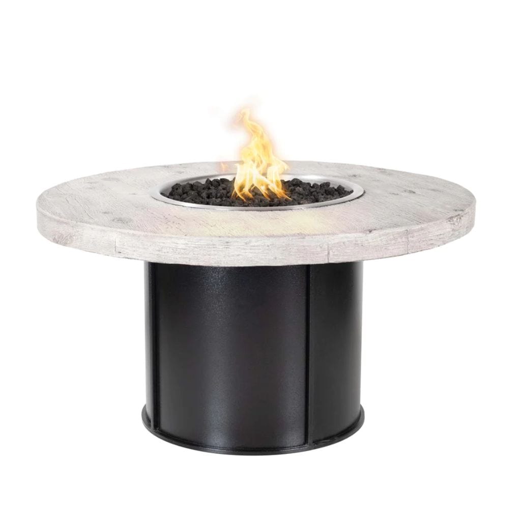 The Outdoor Plus Fresno Wood Grain and Steel Fire Pit 43&quot; - 110V Plug &amp; Play Electronic Ignition System