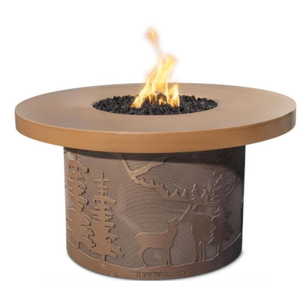 The Outdoor Plus 46&quot; Round Outback Fire Pit - Deer Country Design - Match Lit Option 3