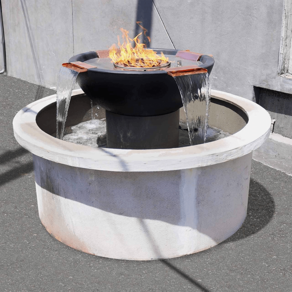 The Outdoor Plus 46&quot; Round Sedona Fire &amp; Water Bowl - GFRC Concrete