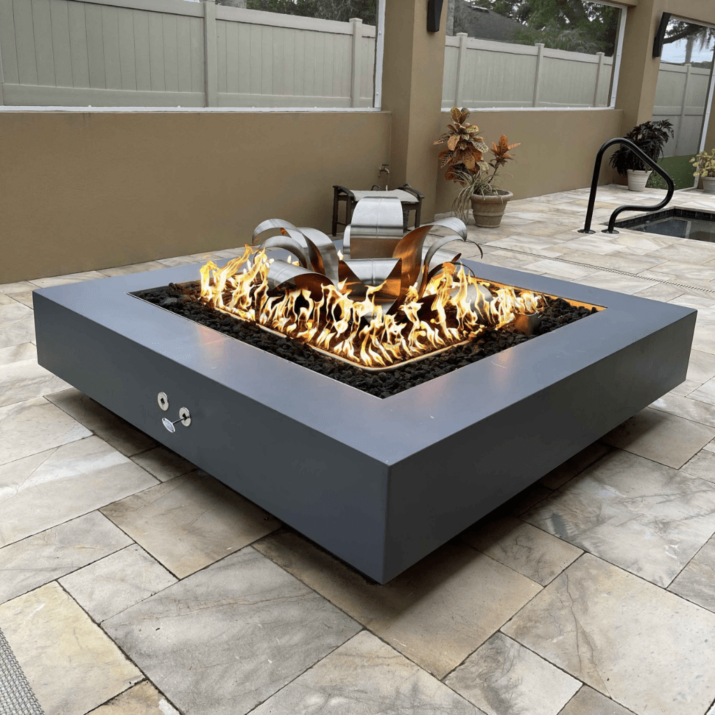 The Outdoor Plus 48&quot; Square Cabo Fire Pit - GFRC Concrete - Spark Ignition