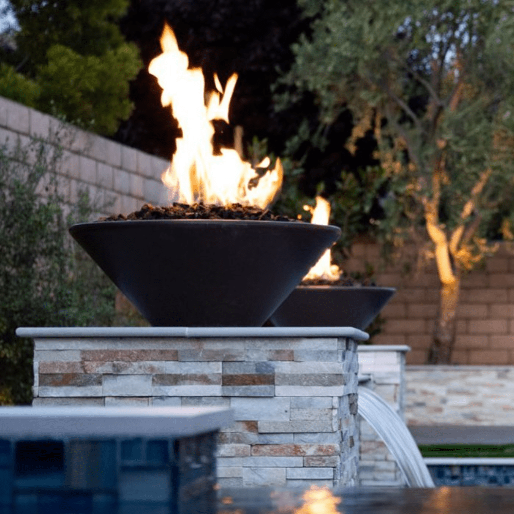 The Outdoor Plus 48&quot; Round Cazo Fire Bowl - GFRC Concrete - Electronic Ignition System