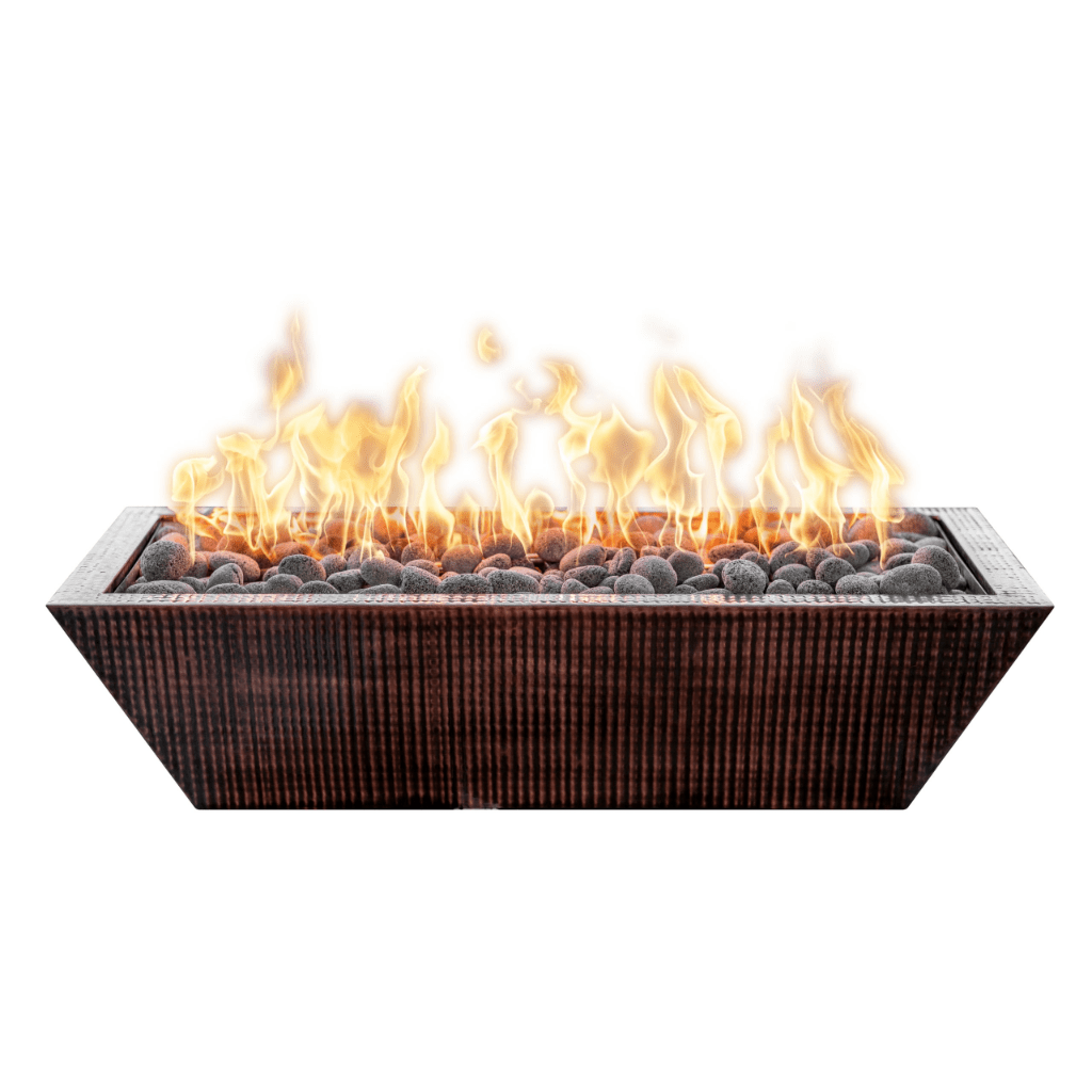 The Outdoor Plus Rectangular Linear Maya Fire Bowl - Copper