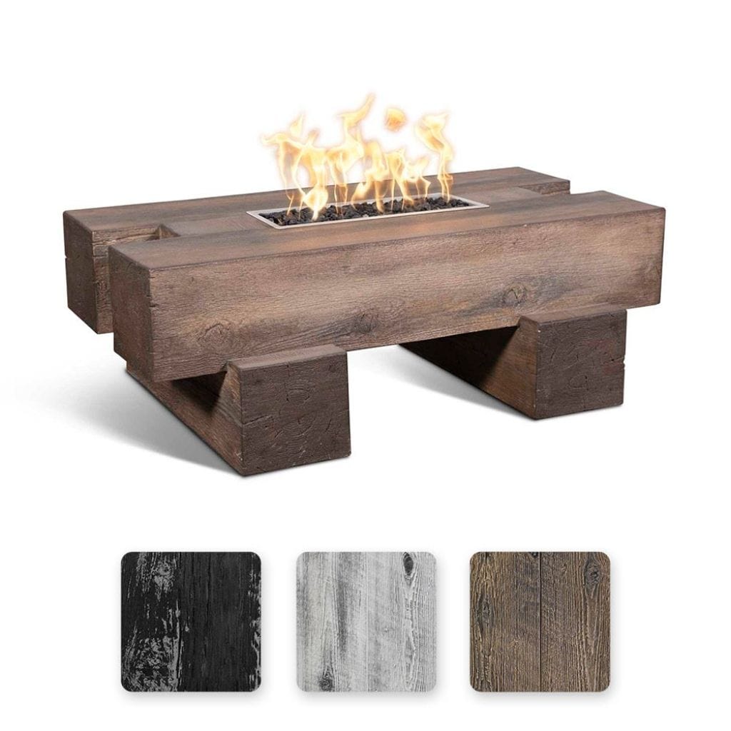 The Outdoor Plus 48&quot; Rectangular Palo Fire Pit - Wood Grain GFRC Concrete