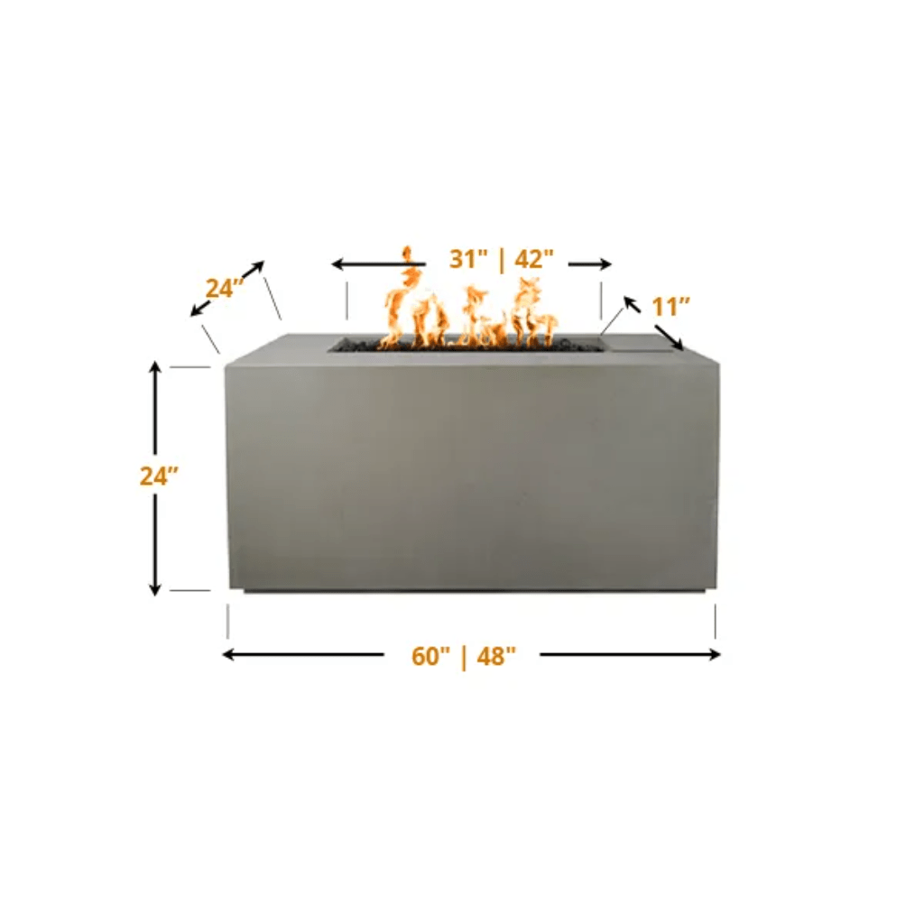 The Outdoor Plus 48&quot; Rectangular Pismo Fire Pit - GFRC Concrete - Flame Sense Ignition System