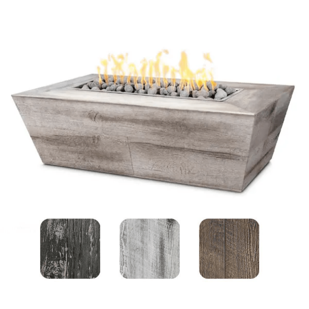 The Outdoor Plus 48&quot; Rectangular Plymouth Fire Pit - Wood Grain GFRC Concrete