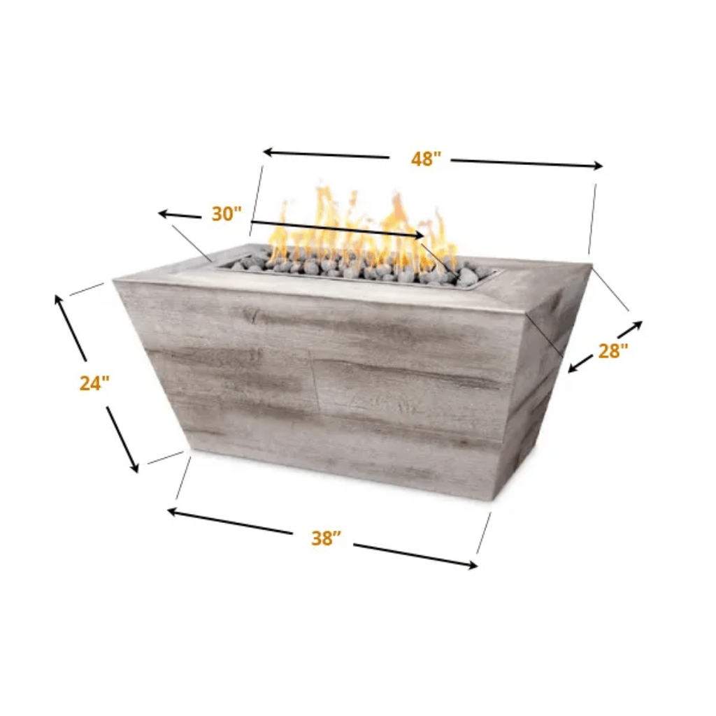 The Outdoor Plus Rectangular Plymouth 48&quot; Fire Pit - Wood Grain GFRC Concrete