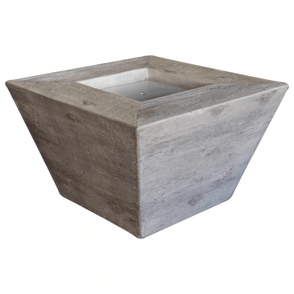 The Outdoor Plus 48&quot; Square Plymouth Fire Pit - Wood Grain GFRC Concrete