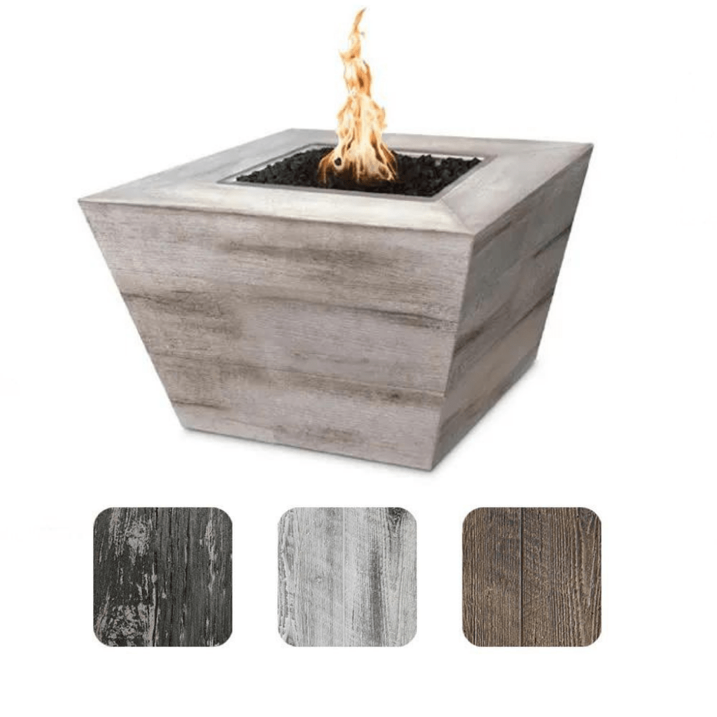 The Outdoor Plus 48&quot; Square Plymouth Fire Pit - Wood Grain GFRC Concrete