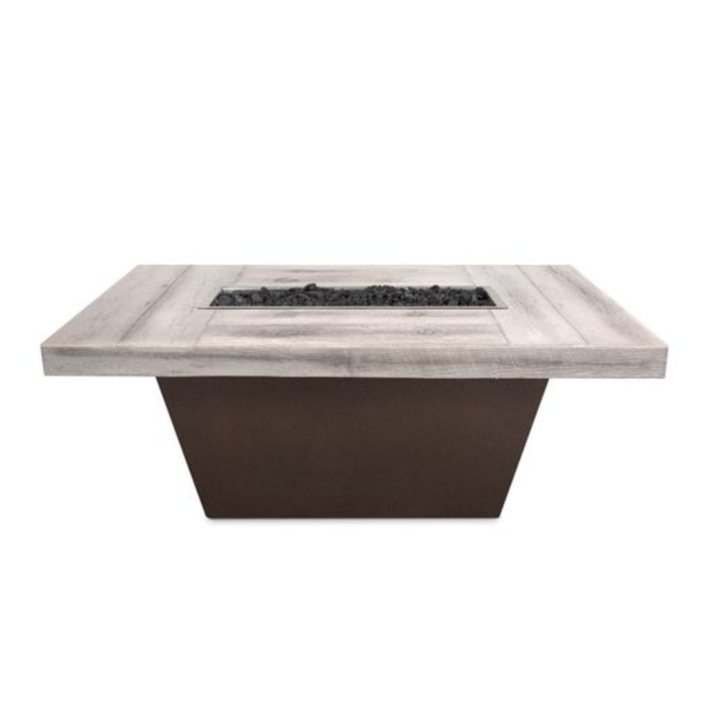 The Outdoor Plus Tacoma Wood Grain and Steel Fire Pit 48&quot; x 30&quot; - 12V Electronic Ignition System