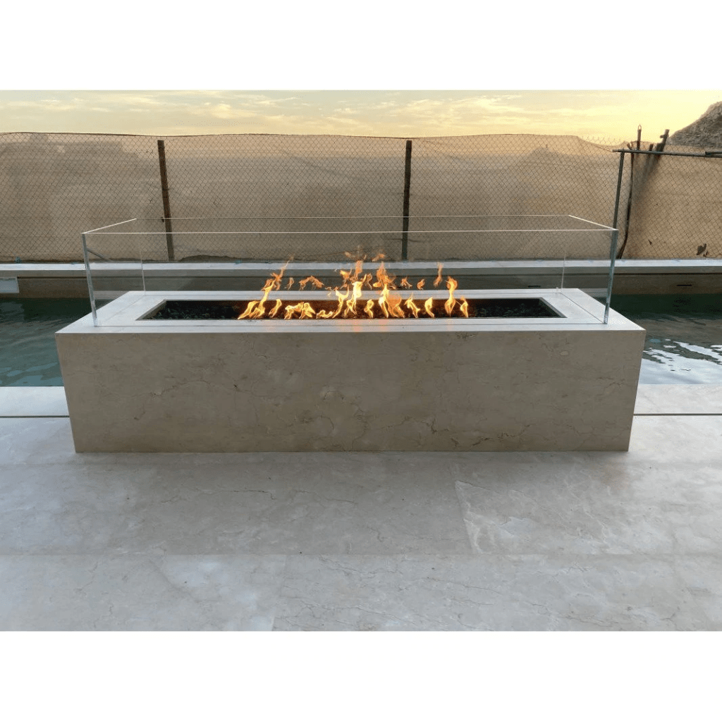 The Outdoor Plus 56&quot; Rectangular Cabo Fire Pit - GFRC Concrete - Match Lit Ignition