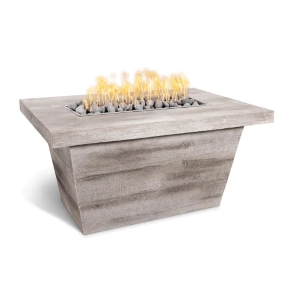 The Outdoor Plus 60&quot; Rectangular Carson Fire Table - Wood Grain GFRC Concrete