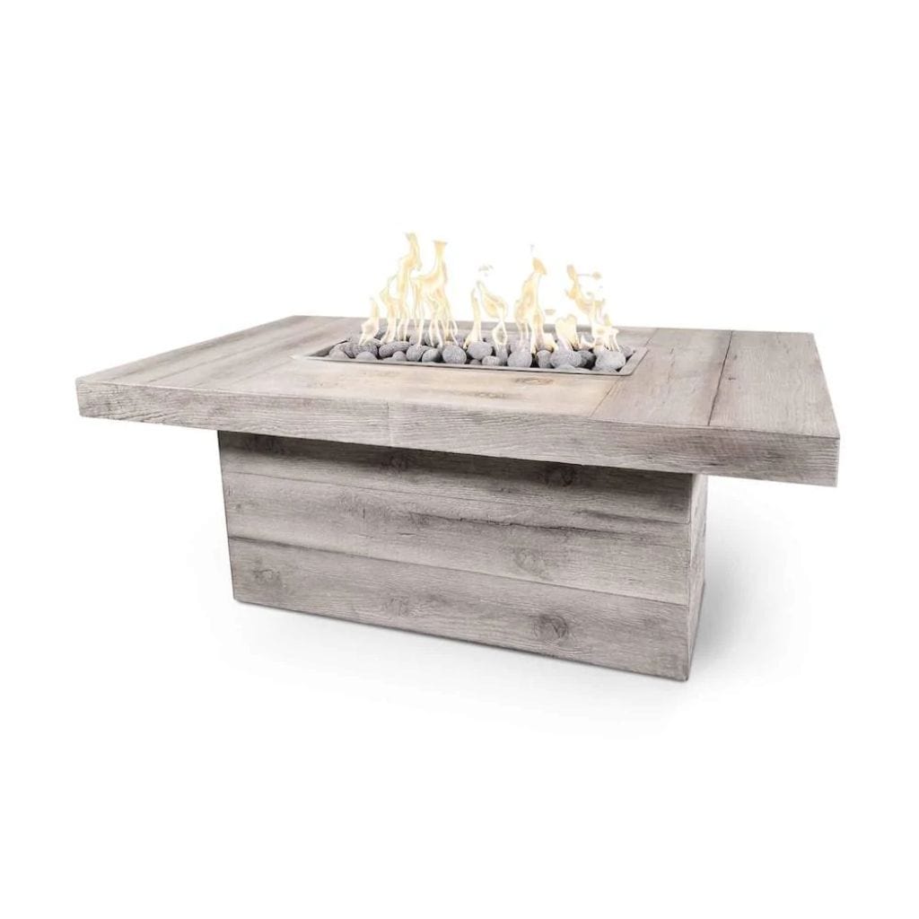 The Outdoor Plus 60&quot; Rectangular Grove Fire Table - Wood Grain GFRC Concrete