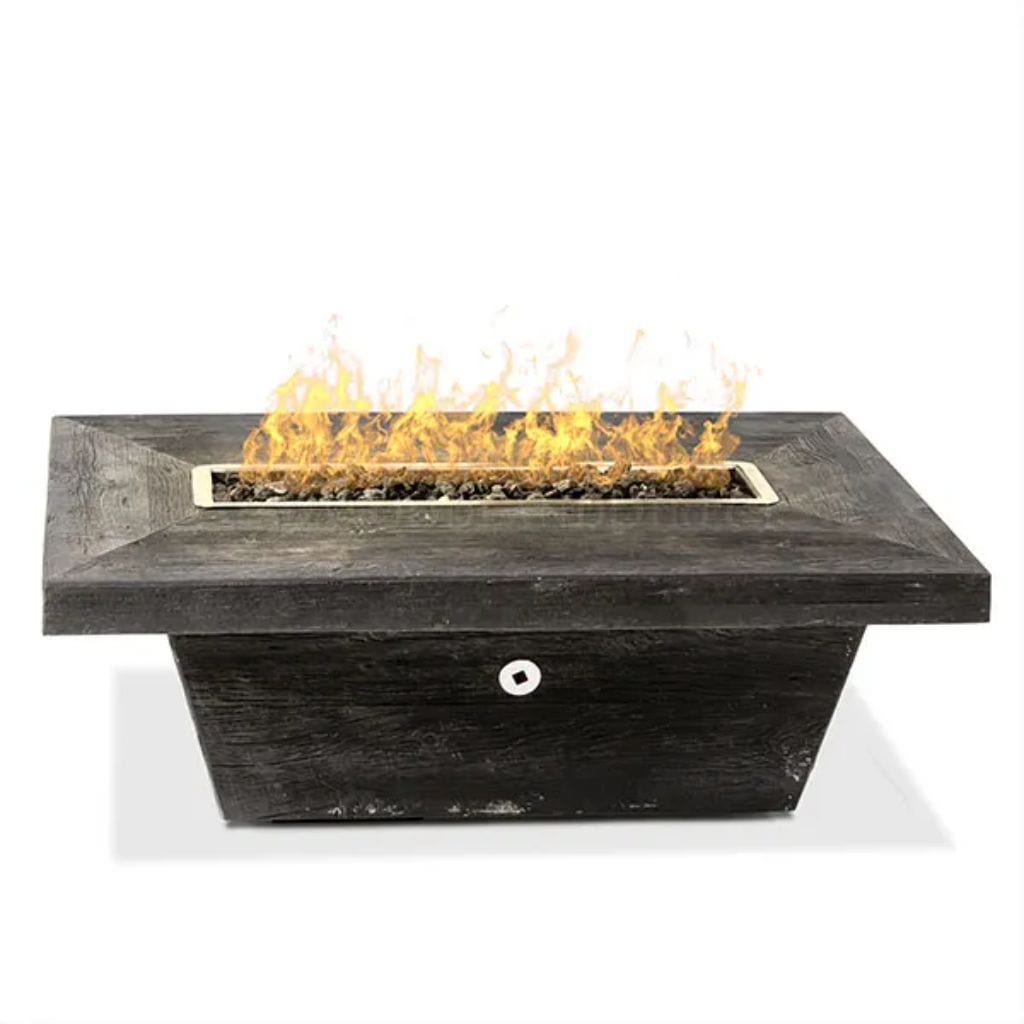 The Outdoor Plus Rectangular Carson 72&quot; Fire Table - Wood Grain GFRC Concrete