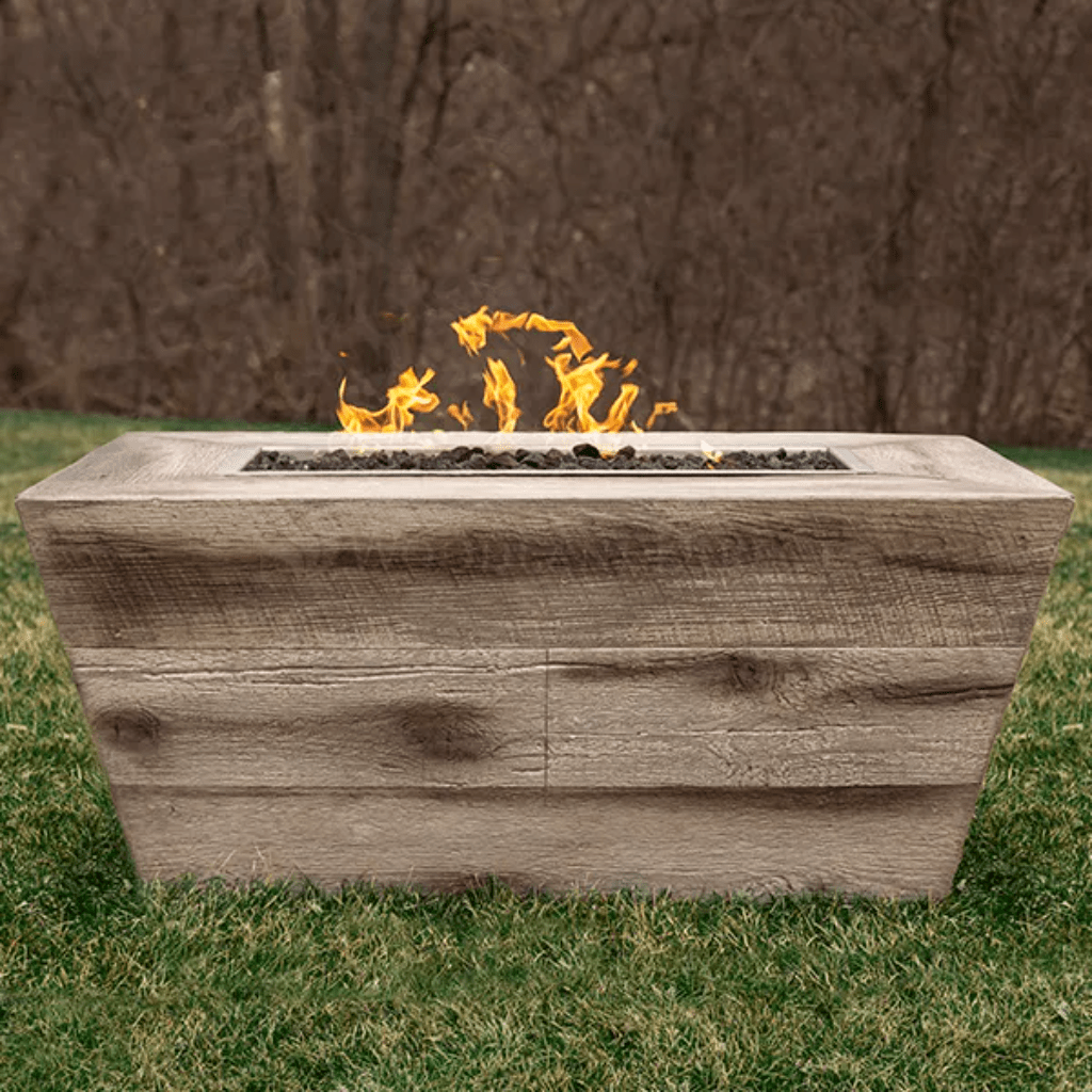 The Outdoor Plus Rectangular Plymouth 84&quot; Fire Pit - Wood Grain GFRC Concrete