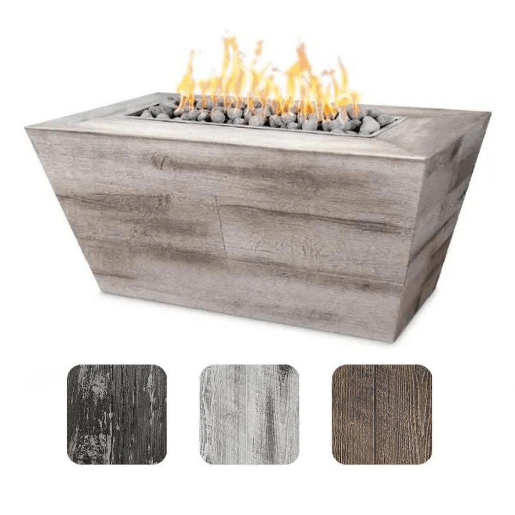 The Outdoor Plus Rectangular Plymouth 84&quot; Fire Pit - Wood Grain GFRC Concrete