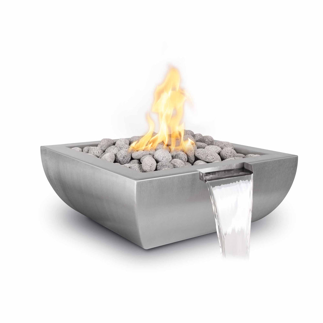 The Outdoor Plus Avalon 24&quot; Black Powder Coated Metal Natural Gas Fire &amp; Water Bowl with Match Lit Ignition