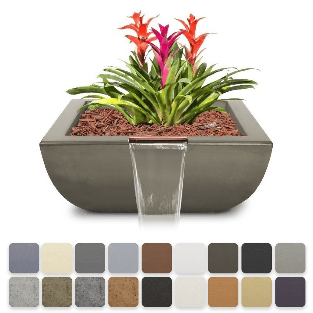 The Outdoor Plus Square Avalon Planter &amp; Water Bowl - GFRC Concrete