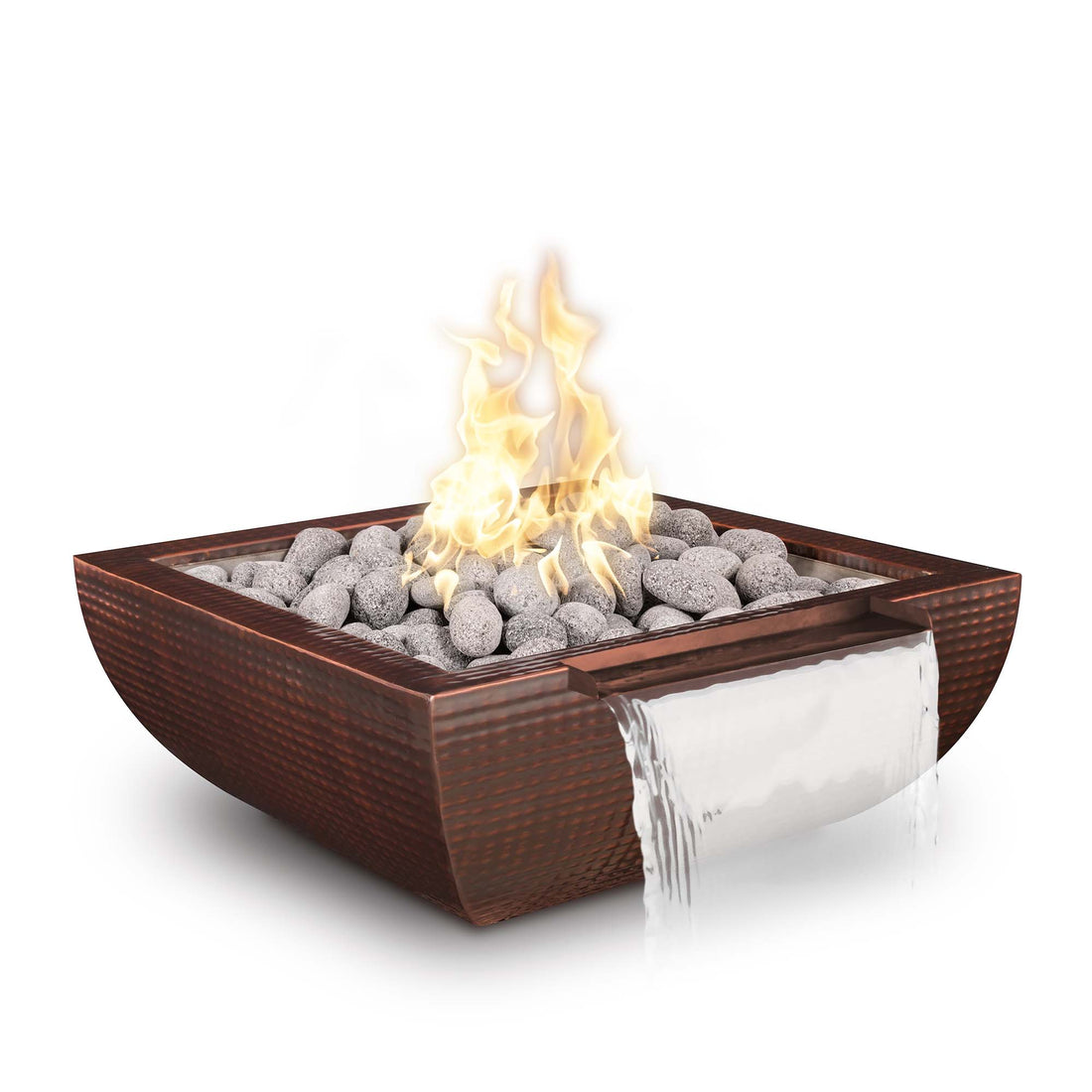 The Outdoor Plus Avalon Wide Spill 24&quot; Black Powder Coated Metal Natural Gas Fire &amp; Water Bowl with Match Lit Ignition