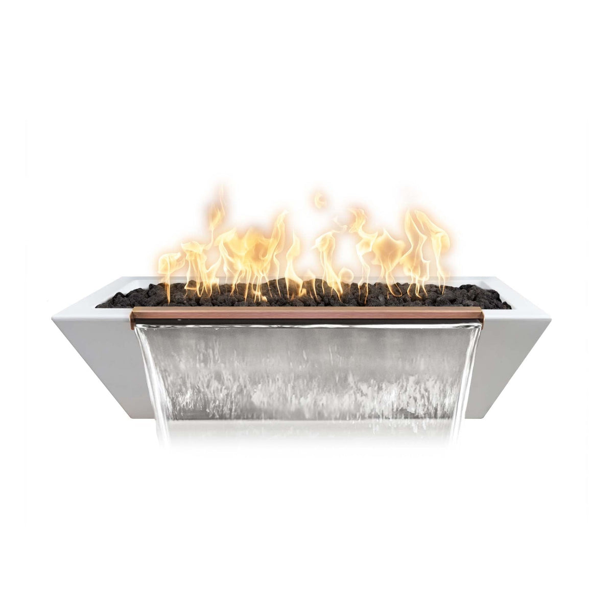 The Outdoor Plus 60&quot; Rectangular Linear Maya Fire Bowl - GFRC Concrete - Electronic Ignition System