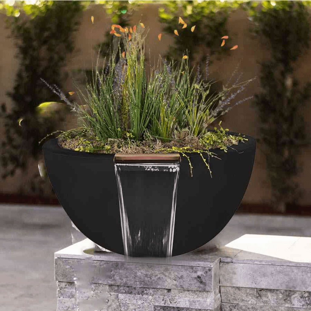 The Outdoor Plus Round Luna Planter &amp; Water Bowl - GFRC Concrete