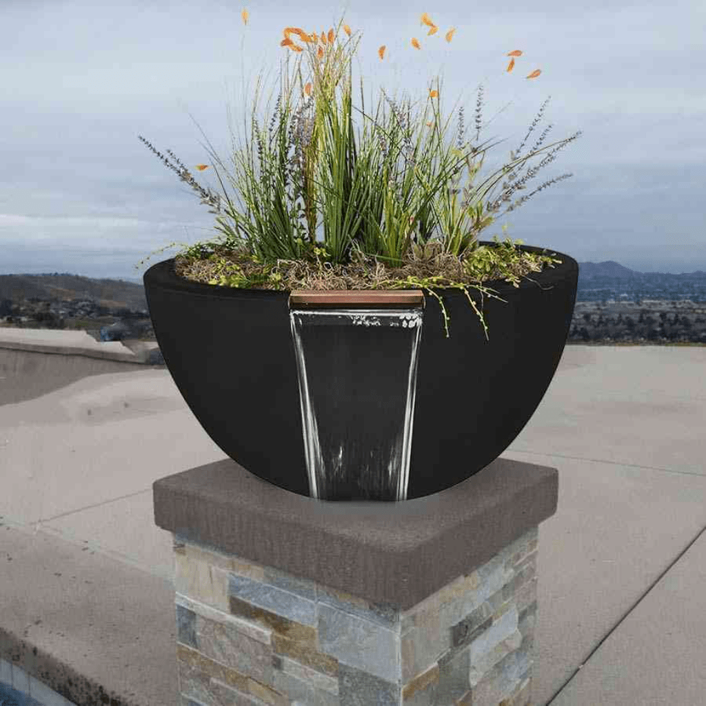 The Outdoor Plus Round Luna Planter &amp; Water Bowl - GFRC Concrete