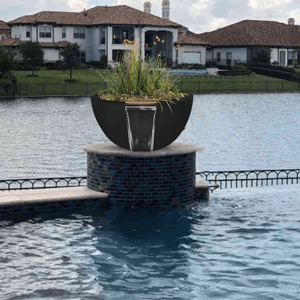 The Outdoor Plus Round Luna Planter &amp; Water Bowl - GFRC Concrete