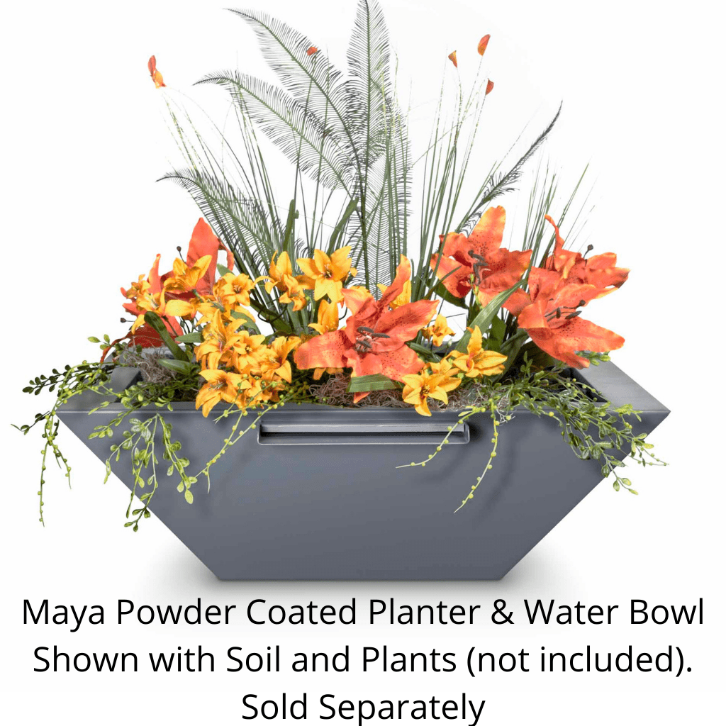 The Outdoor Plus Square Maya Planter &amp; Water Bowl - Powder Coated Metal