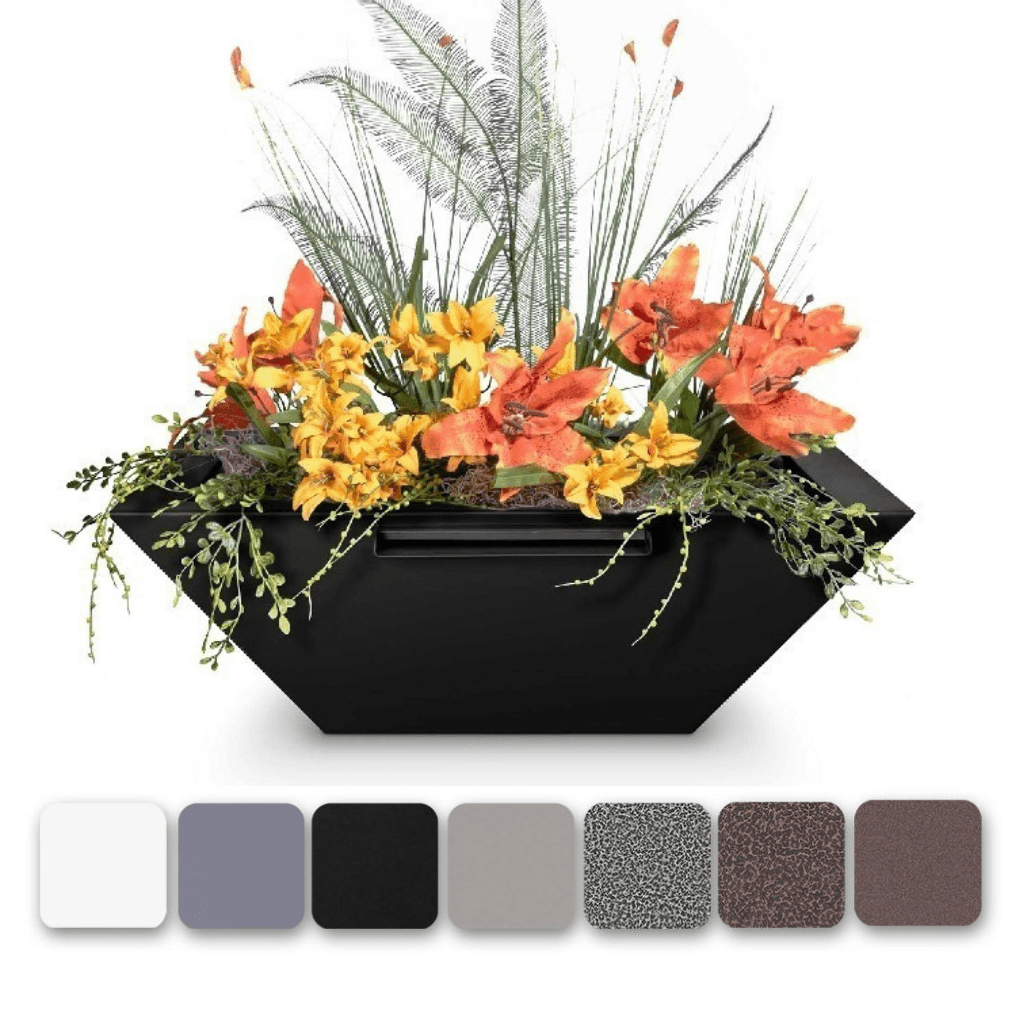 The Outdoor Plus Square Maya Planter &amp; Water Bowl - Powder Coated Metal